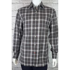 Isaia Napoli Plaid Print Long Sleeve Shirt – Size 16.5 / 42